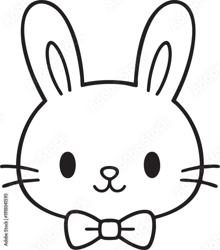 Wallpaper Mural Cute Easter bunny face simple line art vector illustration Torontodigital.ca