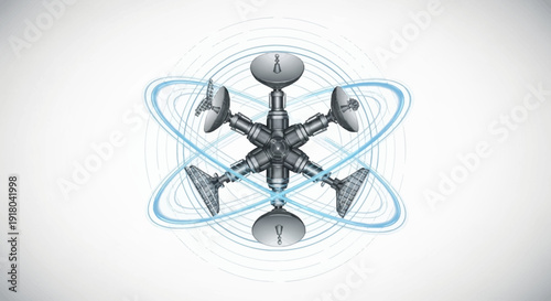 Molecular Structure Atom Model with Electron Orbits.