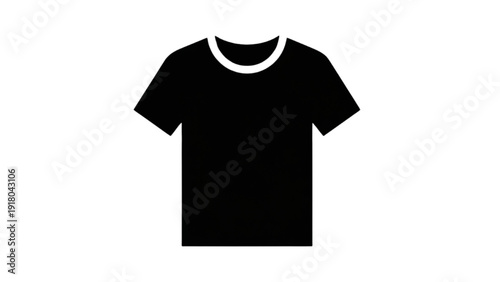 Vector Icon Sheet of a Simple Black T-Shirt with White Collar