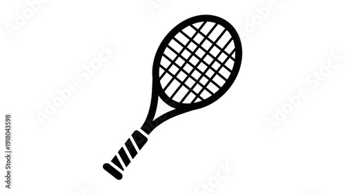 Vector Icon Sheet of Tennis Racket on White Background Viewed from Front