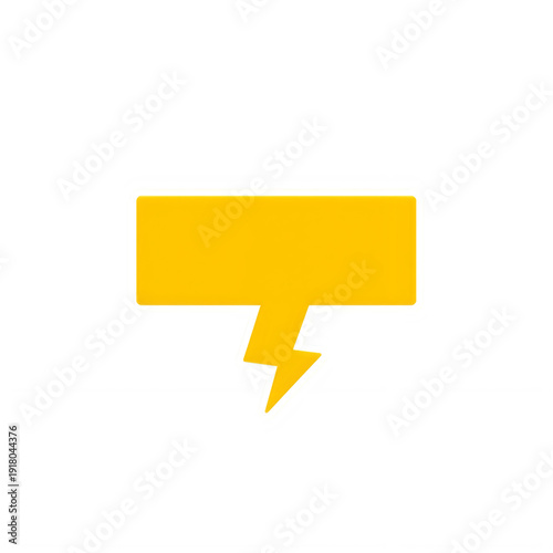 A yellow speech bubble with a lightning bolt coming out of it