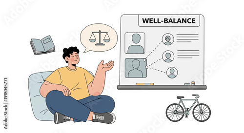 Man achieving perfect work life balance with technology and hobbies