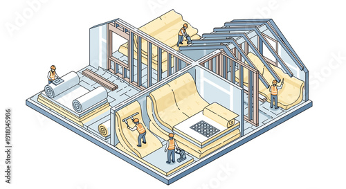 Isometric View of Modern Office Building Interior.