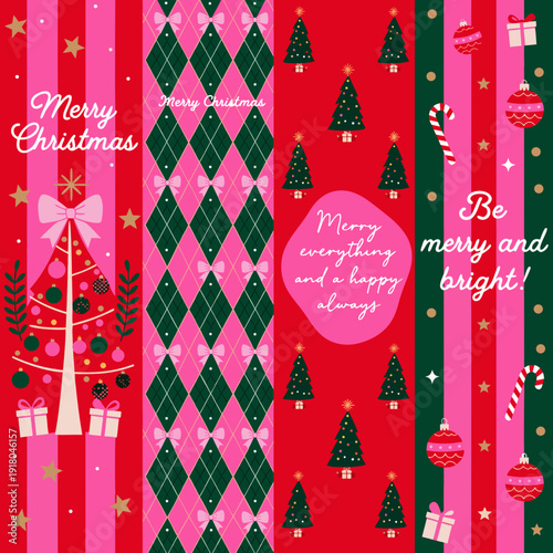christmas greeting card with christmas tree