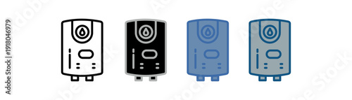 
Water heater icon set multiple style collection with water heater machine design