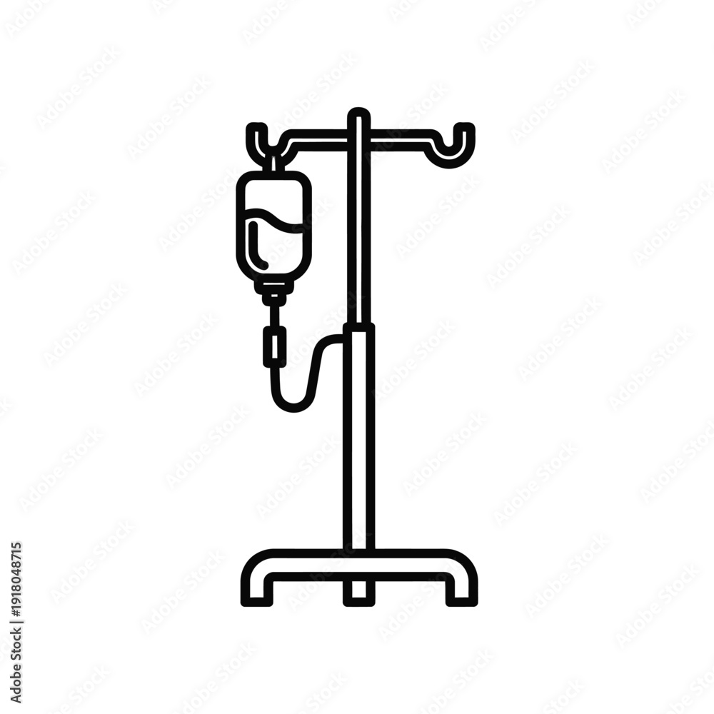 Naklejka premium Medical intravenous drip setup on a mobile stand for patient treatment