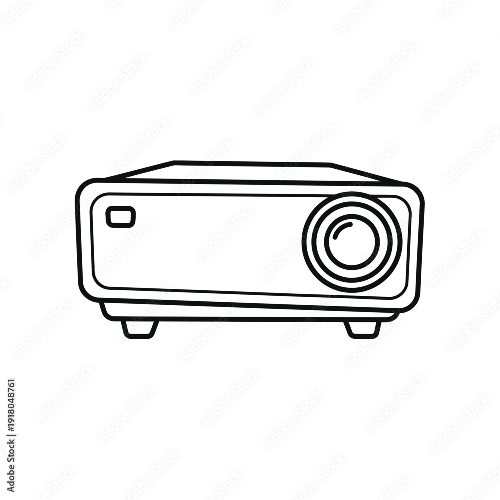 Obraz premium Simple line drawing of a projector device for presentations and media display