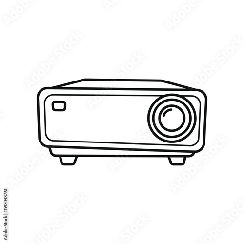 Simple line drawing of a projector device for presentations and media display