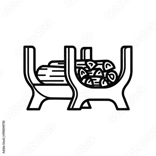 Ancient pottery vessel with geometric patterns being fired in a kiln