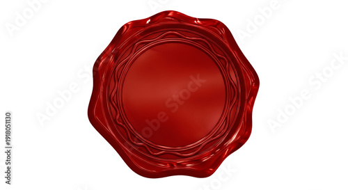 Red Wax Seal Stamp on White Background, Embossed Badge Style