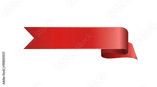 Free Download A red ribbon with a curled end on a white background - GFXLoad