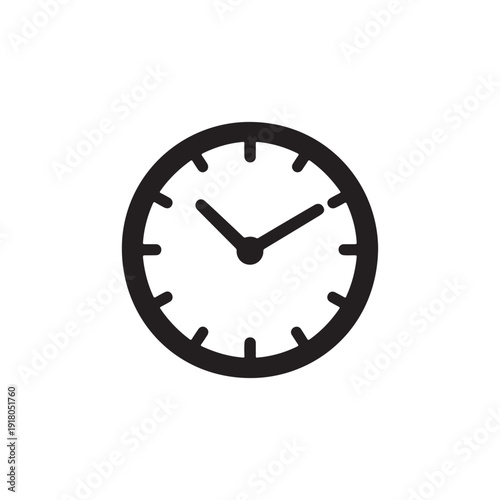 Wall clock silhouette isolated on white background. Black wall clock icon vector illustration.