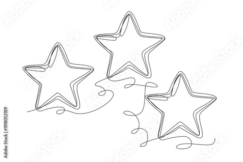 Line Art Star. Winter Holiday Decoration. Christmas or New year Greeting Card Template. Outline Cute Cartoon Christmas Star Shape Symbol. Happy Holiday Family Party Invitation Design 