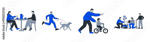 Minimalist Flat Vector People Lifestyle Activities Graphic Set for Community and Wellness Branding