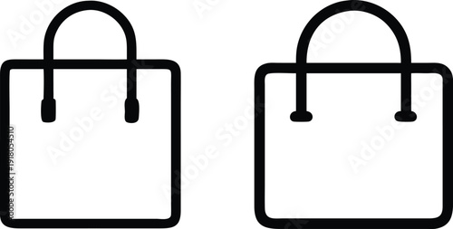 Simple black and white illustration of two shopping bags