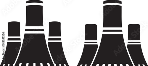 Nuclear power plant silhouette energy production idea