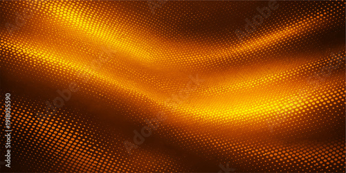Wallpaper Mural Bright abstract golden vector background featuring a wave pattern and dotted halftone texture with circular orange light elements for a modern wallpaper design Torontodigital.ca