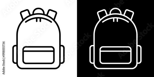 Backpack line icon, school bag outline symbol, minimal black and white vector illustration
