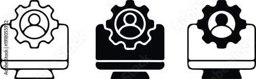 web development gear man black black outline icon set vector illustration design 