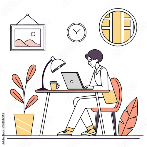 Creative Freelancer Workspace Flat Vector Illustration