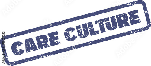 Care Culture distressed rectangular stamp emblem promoting a supportive and nurturing organizational environment