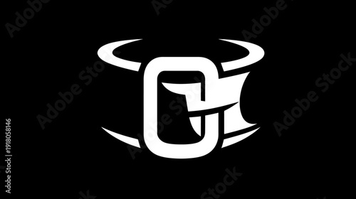Bold emblem of a capital letter "G" within a stylized shape with horns and a wing-like element