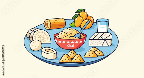 Bengali Sweets Thali with Mangoes and Milk