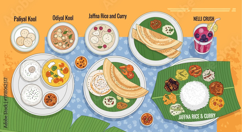 Overhead View of Delicious South Indian Cuisine