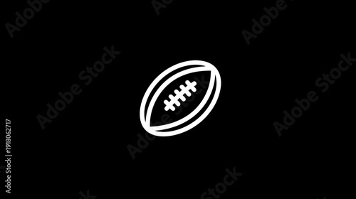 A simple illustration of a white-outlined football against a solid black background