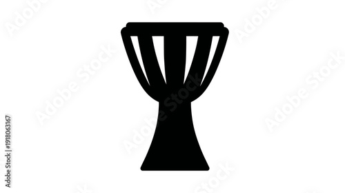 A simple, bold, black and white outline of a drum on a clean white background