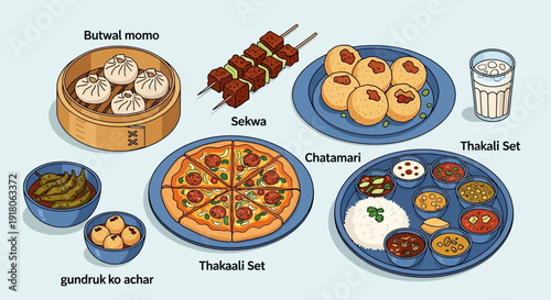 Variety of Popular Nepali Dishes Momos Sekuwa and More