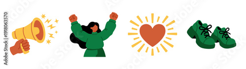 Flat Vector Activism and Empowerment Element Kit for Feminist Movement and Social Justice Campaigns
