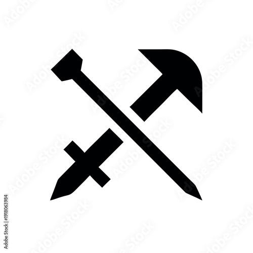 Screw and bolt crossed symbol for mechanical assembly equipment Vector illustration