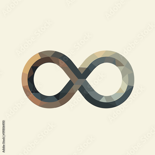 Geometric infinity symbol in neutral colors with abstract design  