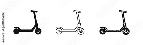 Hand-Drawn Scooter Icons Set - Kick Scooter Vector Illustrations for Urban Commute