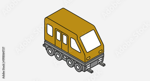Yellow Train Car Illustration on White Background.