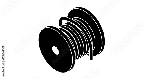 Black Cable Spool with Wire.