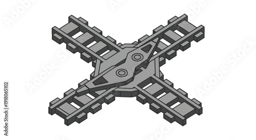 Railway Track Switch Mechanism Illustration.