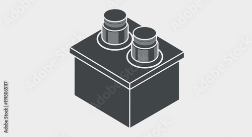 Black Box with Cylindrical Protrusions on Top.