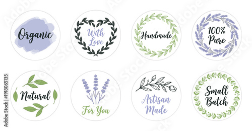 Natural Lavender Beauty and Wellness Label Sticker Set