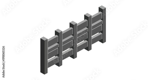 Gray Metal Fence Panels with Horizontal Bars.