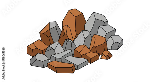 Collection of 3D Rendered Crushed Stones.