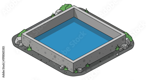Square Swimming Pool with Decorative Edging.