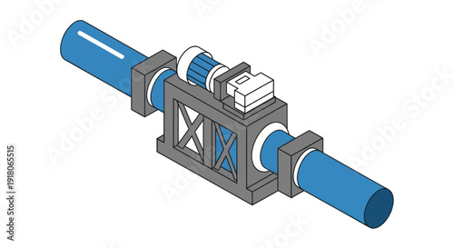 Industrial Pipe Fitting with Blue Pipes.