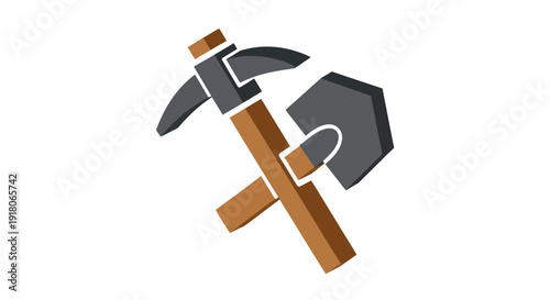 Pickaxe and Shovel Tools Illustration.