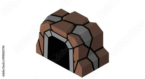 Stone Archway Entrance Structure Illustration.