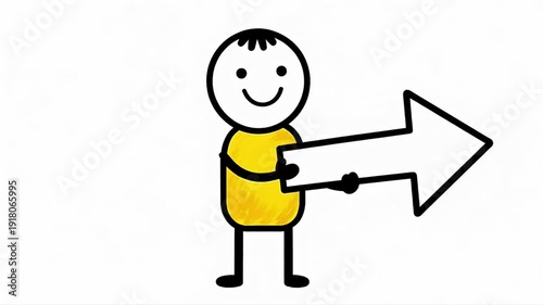 Stick Figure Pointing Arrow Right Cartoon Illustration Animation