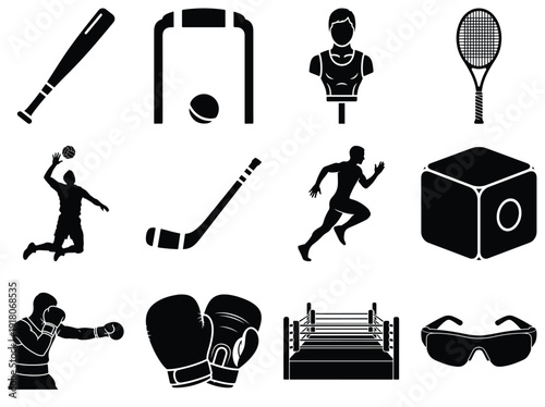 Black and White Sports Equipment and Activities baseball bat