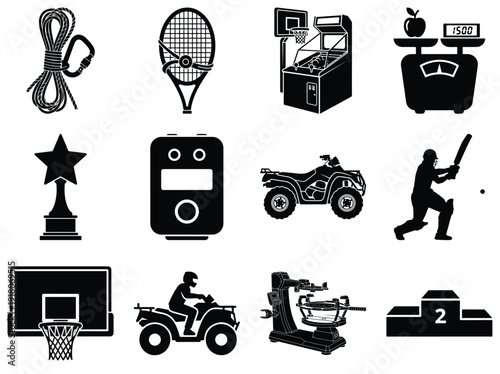 Collection of black and white sports and fitness jump rope