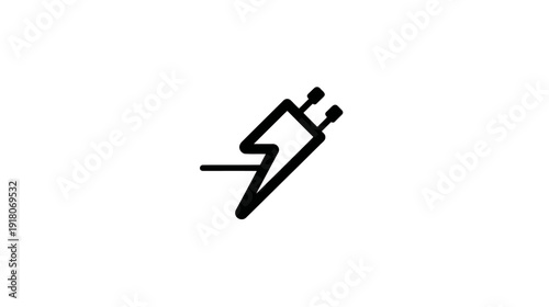 Black graphic icon depicting a stylized object, possibly an electrical device, against a white background